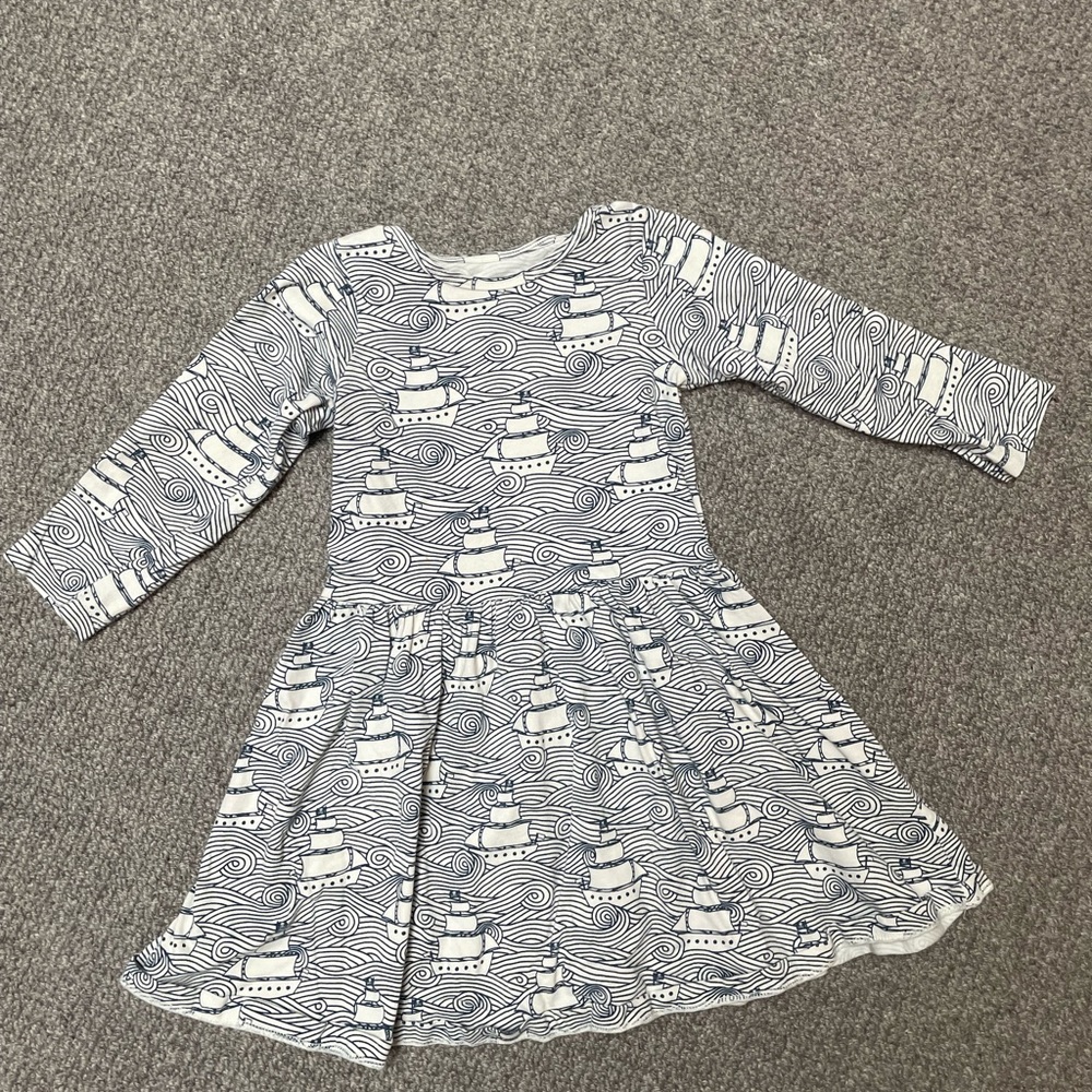 Winter Water Factory Navy ship and waves nautical Dress Size 6